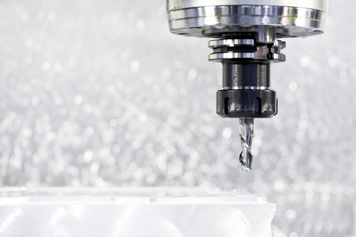 Close-up process of metal machining by mill